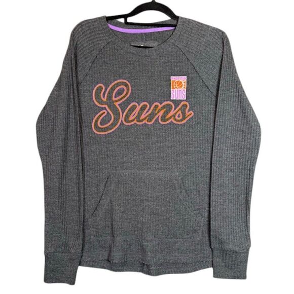 G-III For Her Phoenix Suns Waffle Knit Slub Shirt Kangaroo Pocket Crew Large - Picture 1 of 13